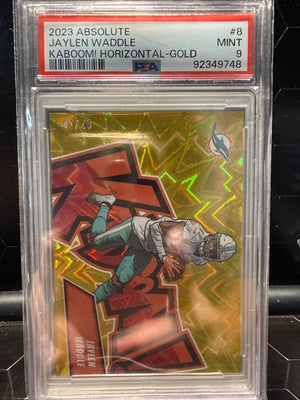 2023 Panini Absolute Jaylen Waddle #8 Horizontal Gold Kaboom! 01/10 PSA 9