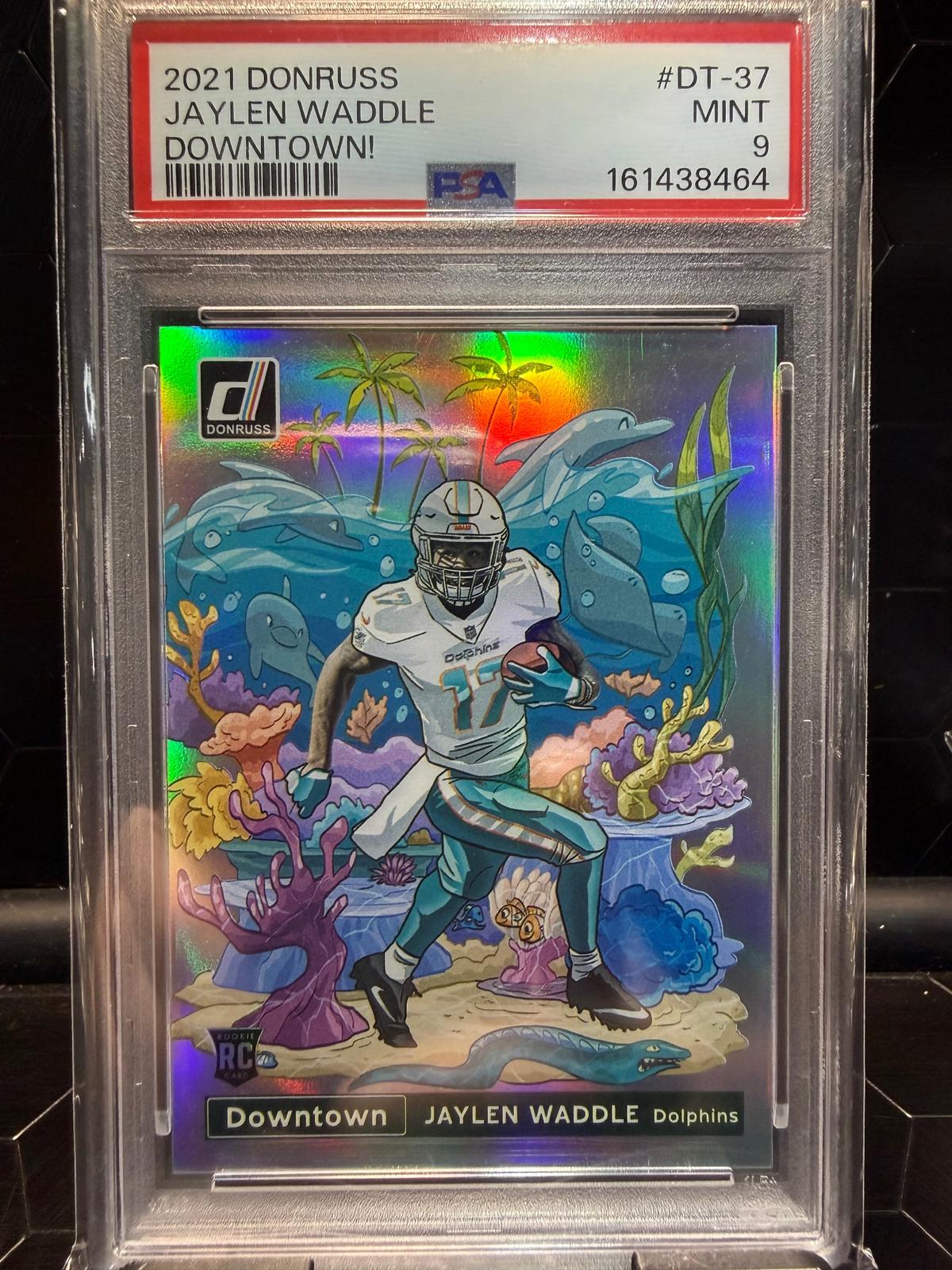 2021 Panini Donruss Jaylen Waddle #DT-37 Downtown! RC PSA 9