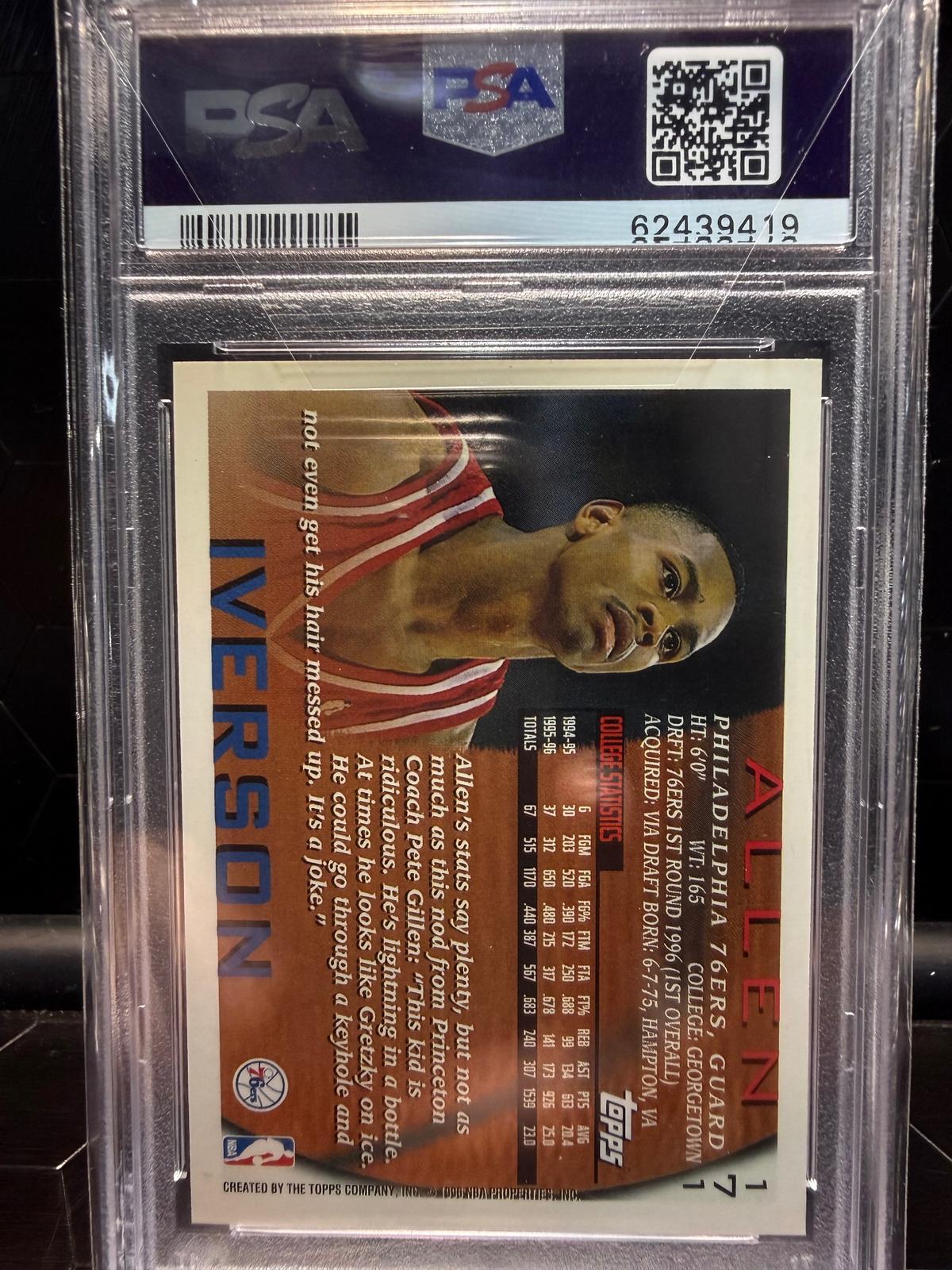 1996-97 Topps #171 Allen Iverson PSA 10