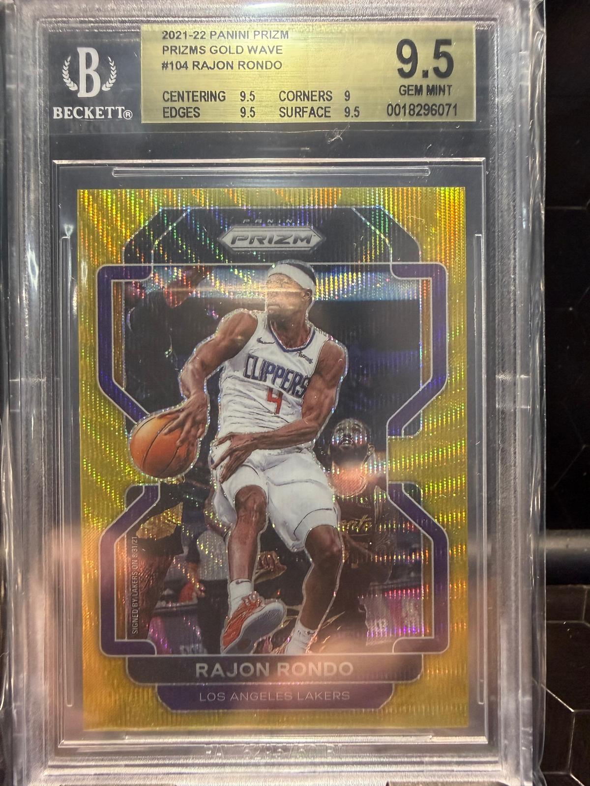 2021–22 Panini Prizm Rajon Rondo #104 Gold Wave 07/10  BGS 9.5