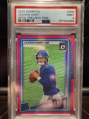 2025 Panini Donruss Jaxson Dart #400 Optic Preview Pink Prizm RC PSA 9