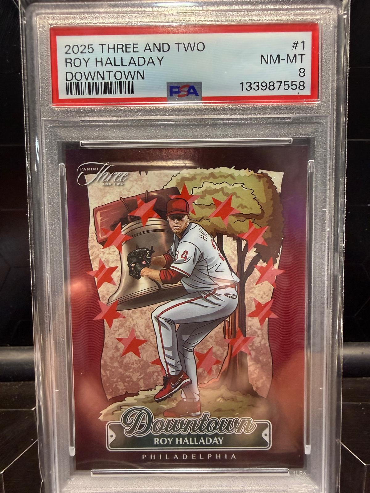 2025 Panini Three and Two #1 Roy Halladay Downtown PSA 8