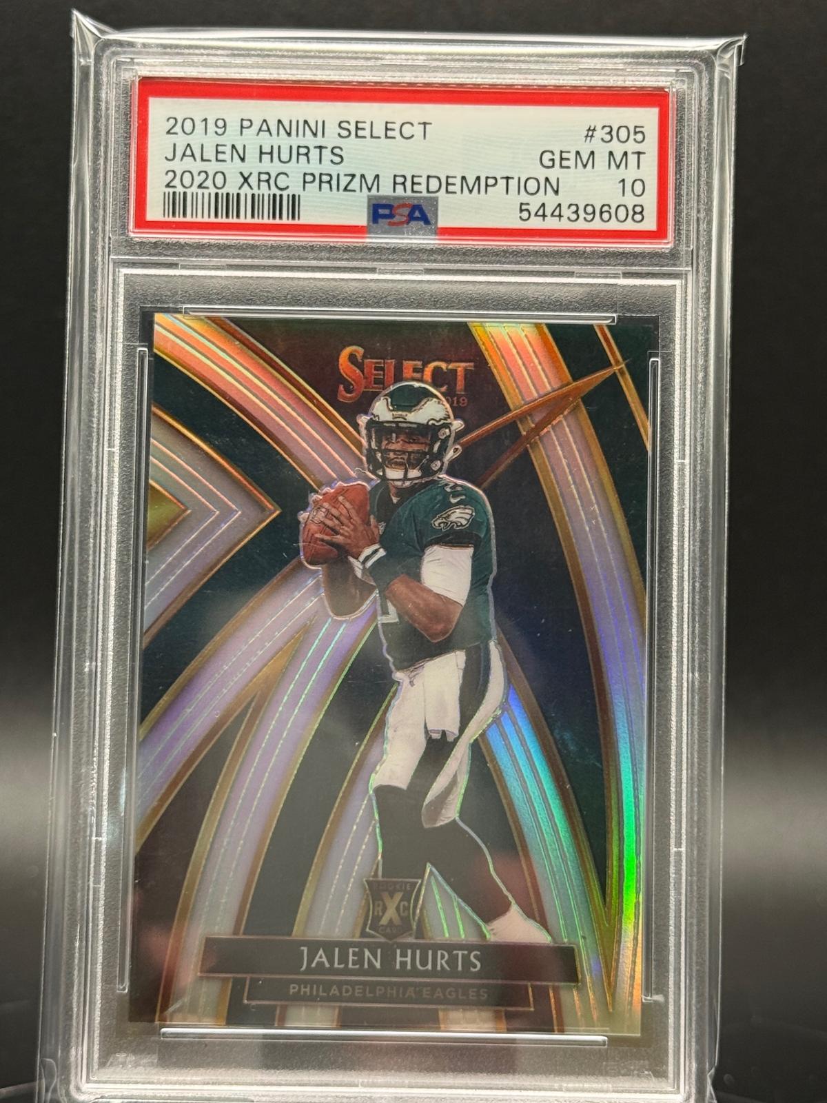 2019 Panini Select Jalen Hurts #305 2020 XRC Prizm Redemption RC PSA 10