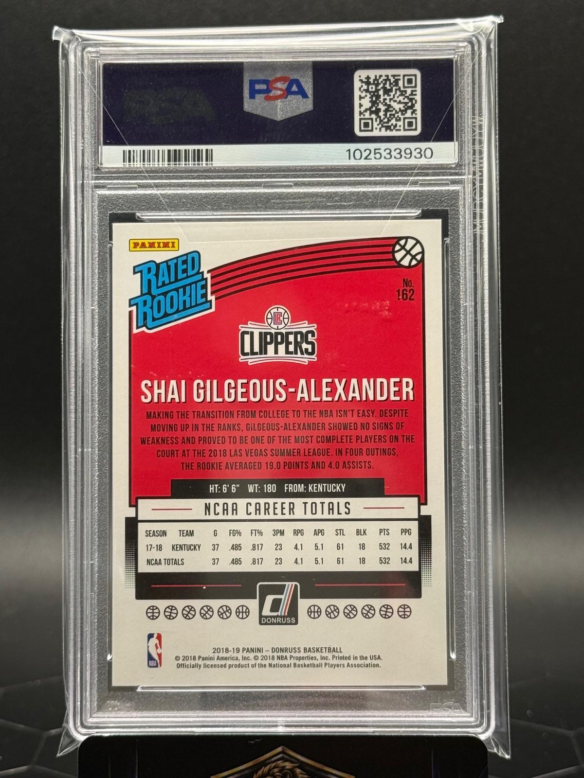 2018-19 Panini Donruss #162 Shai Gilgeous-Alexander Yellow Flood PSA 10