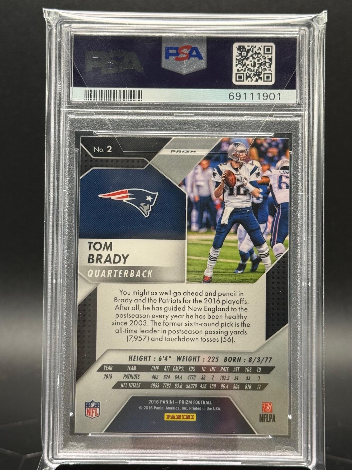 2016 Panini Prizm #2 Tom Brady Prizm PSA 9