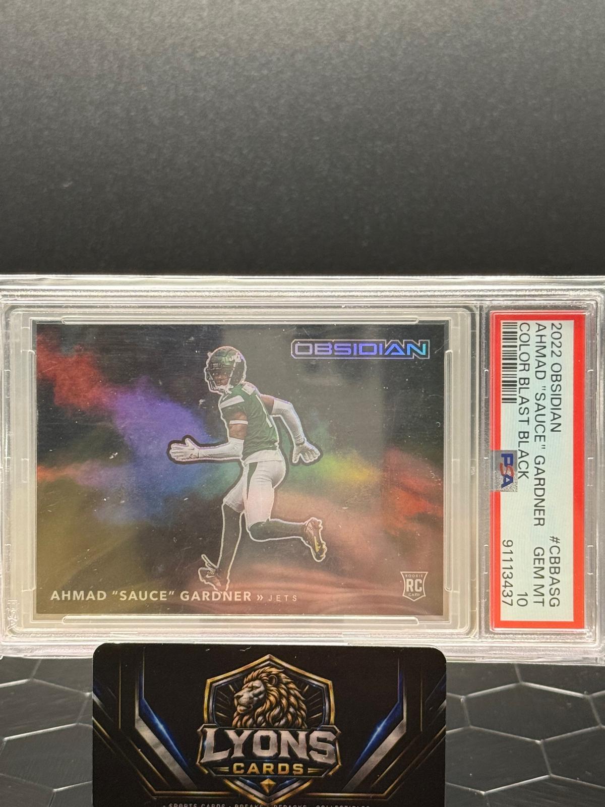 2022 Obsidian Ahmad “Sauce” Gardner #CBB-ASG Black Color Blast RC PSA 10