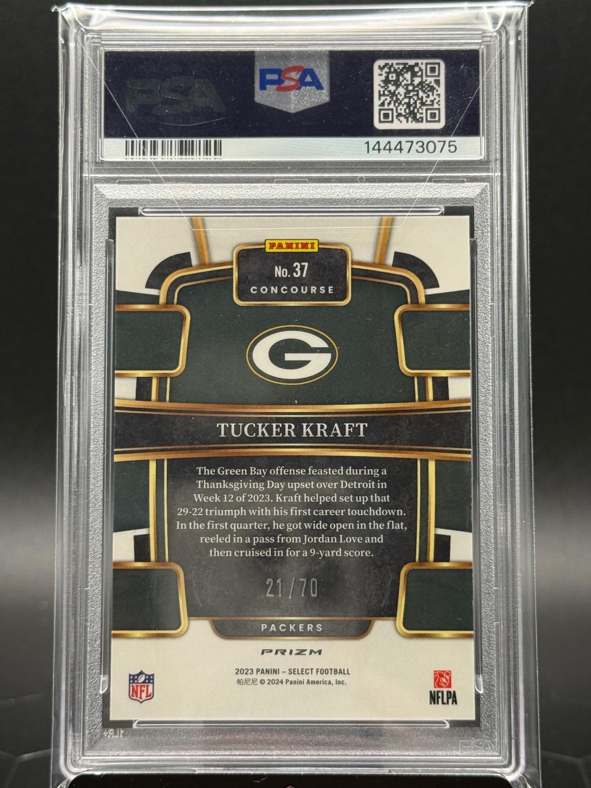 2023 Panini Select #37 Tucker Kraft Dragon Scale Prizm /70 PSA 10