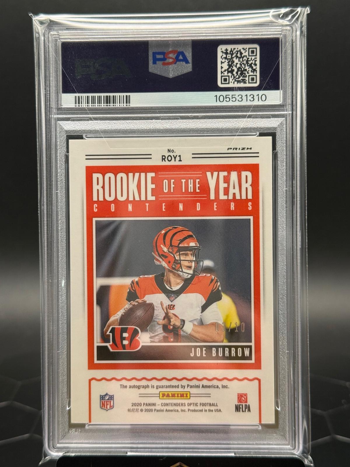 2020 Panini Contenders Optic Joe Burrow #ROY1  ROY Contenders Gold Auto /10