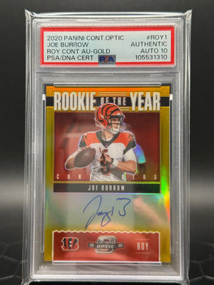 2020 Panini Contenders Optic Joe Burrow #ROY1  ROY Contenders Gold Auto /10