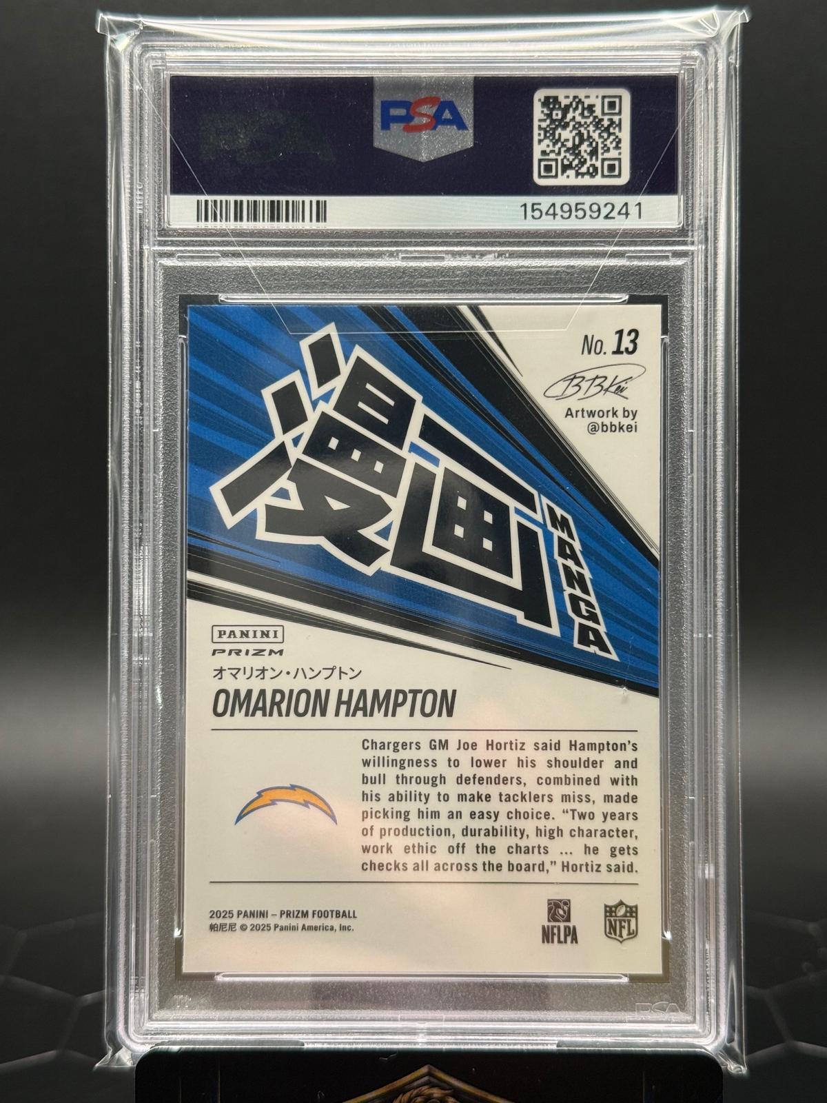 2025 Panini Prizm Omarion Hampton #13 Manga Vertical SSP RC PSA 9