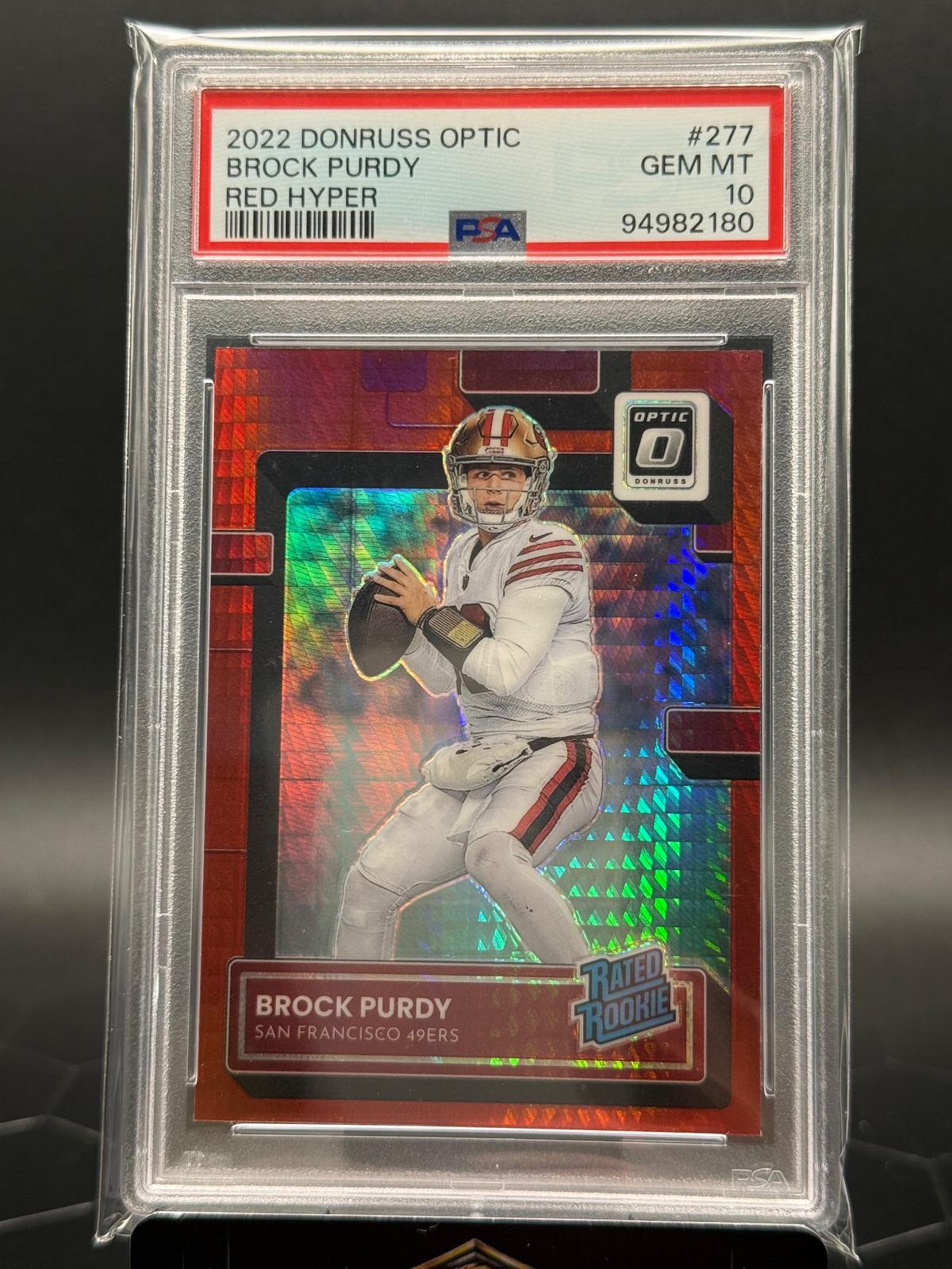 2022 Panini Donruss Optic Brock Purdy #277 Red Hyper RC PSA 10