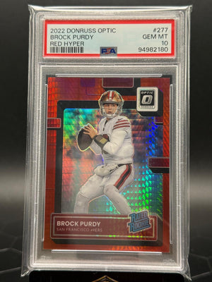 2022 Panini Donruss Optic Brock Purdy #277 Red Hyper RC PSA 10