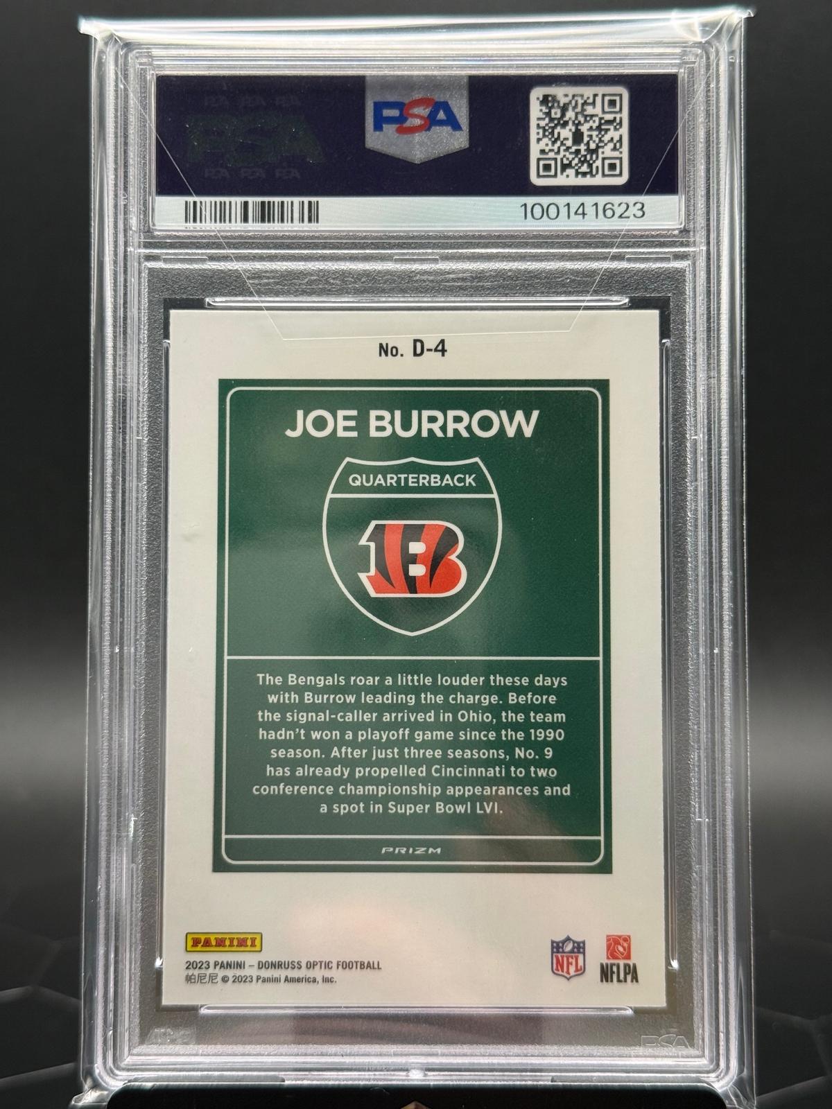 2023 Panini Donruss Optic Joe Burrow #D-4 Downtown SSP PSA 10