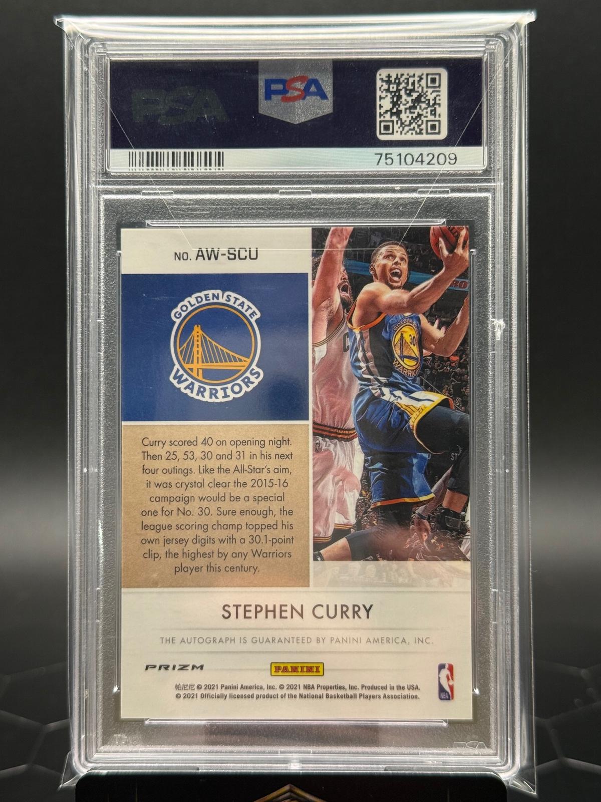 2021 Panini Impeccable #SCU Stephen Curry Award Winning Auto PSA/DNA Cert PSA 9