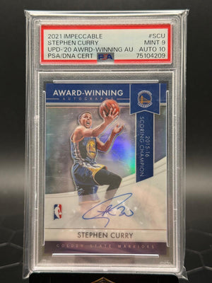 2021 Panini Impeccable #SCU Stephen Curry Award Winning Auto PSA/DNA Cert PSA 9