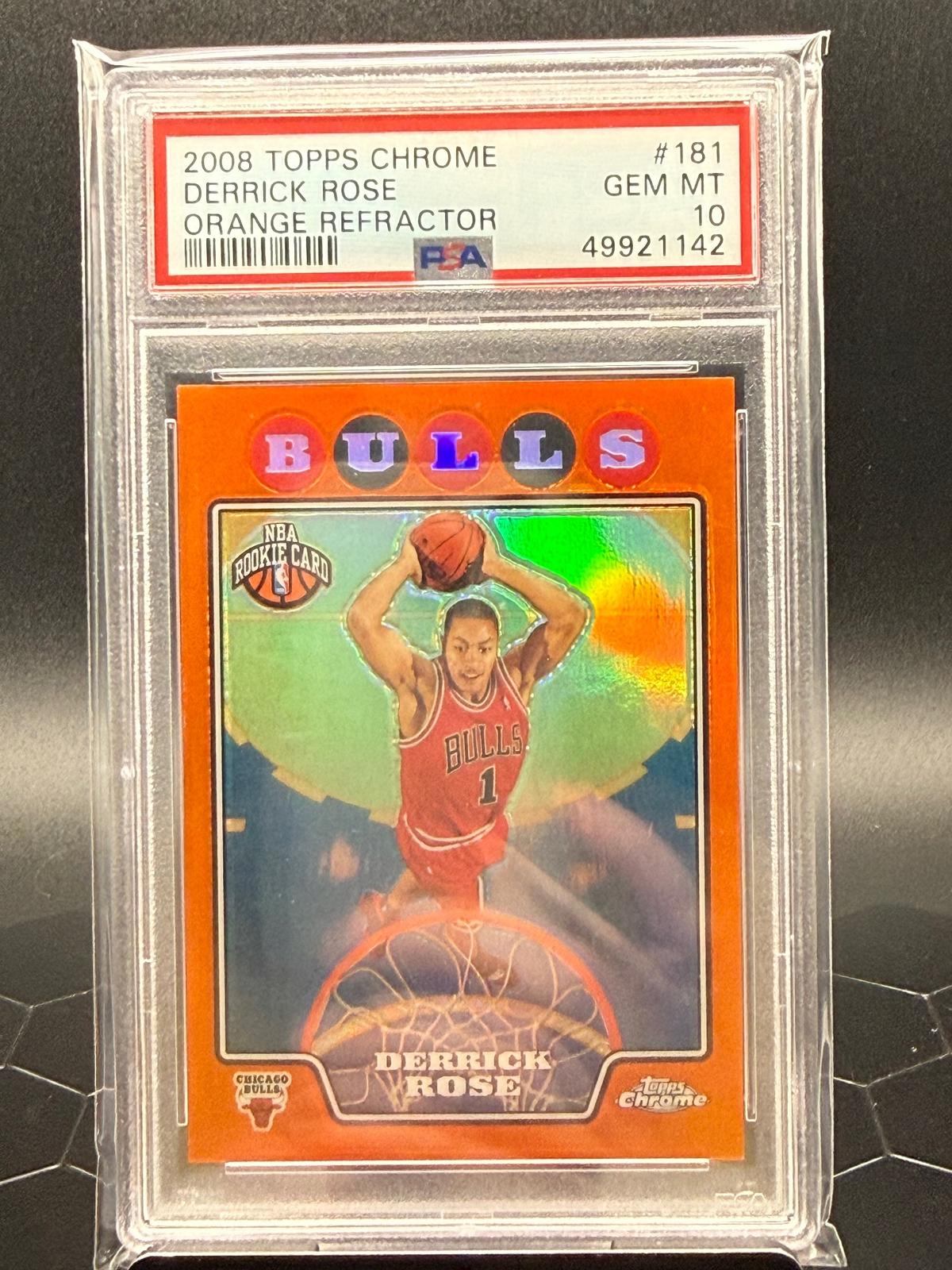 2008 Topps Chrome #181 Derrick Rose Orange Refractor /499 PSA 10