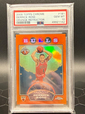 2008 Topps Chrome #181 Derrick Rose Orange Refractor /499 PSA 10