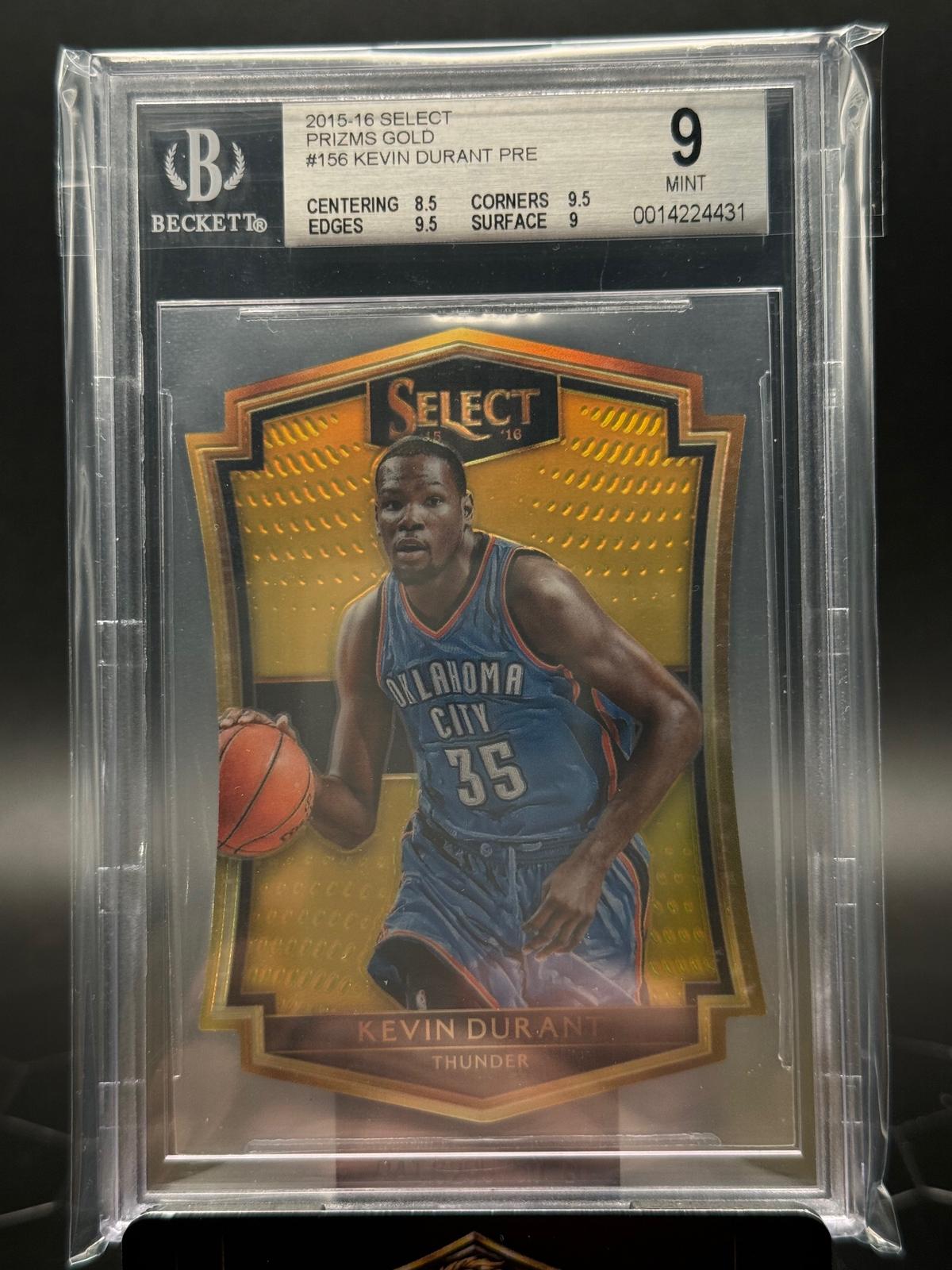 2015-16 Panini Select #156 Kevin Durant Prizm Gold /10 BGS 9