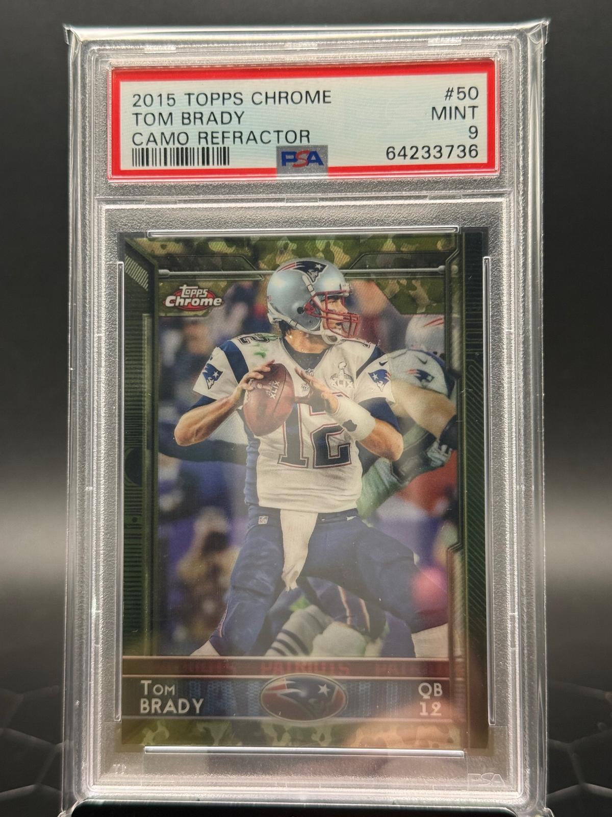 2015 Topps Chrome #50 Tom Brady Camo Refractor /499 PSA 9