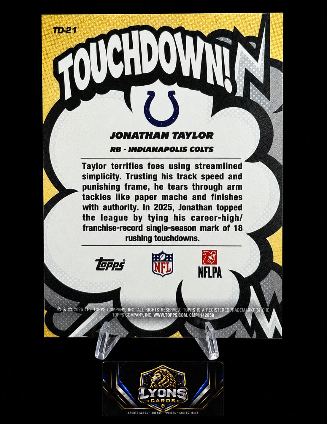 2026 Topps Flagship Jonathan Taylor #TD-21 Suddenly Touchdown! SSP
