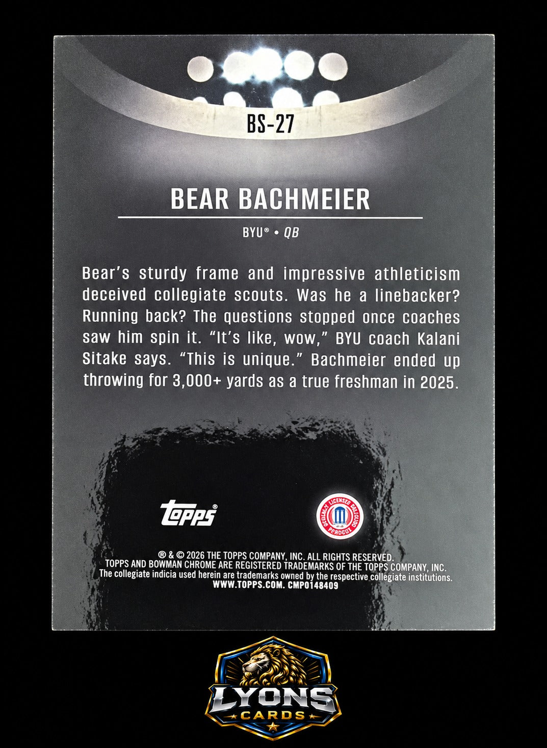 2026 Bowman Chrome U Bear Bachmeier #BS-27 Bowman Spotlights SSP