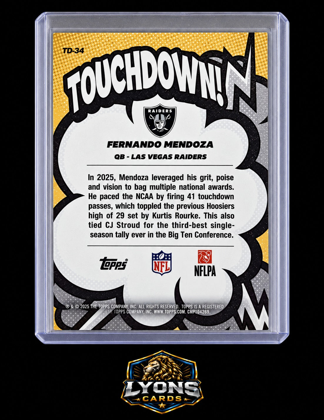 2026 Topps Flagship Fernando Mendoza #TD-34 Suddenly Touchdown! SSP RC