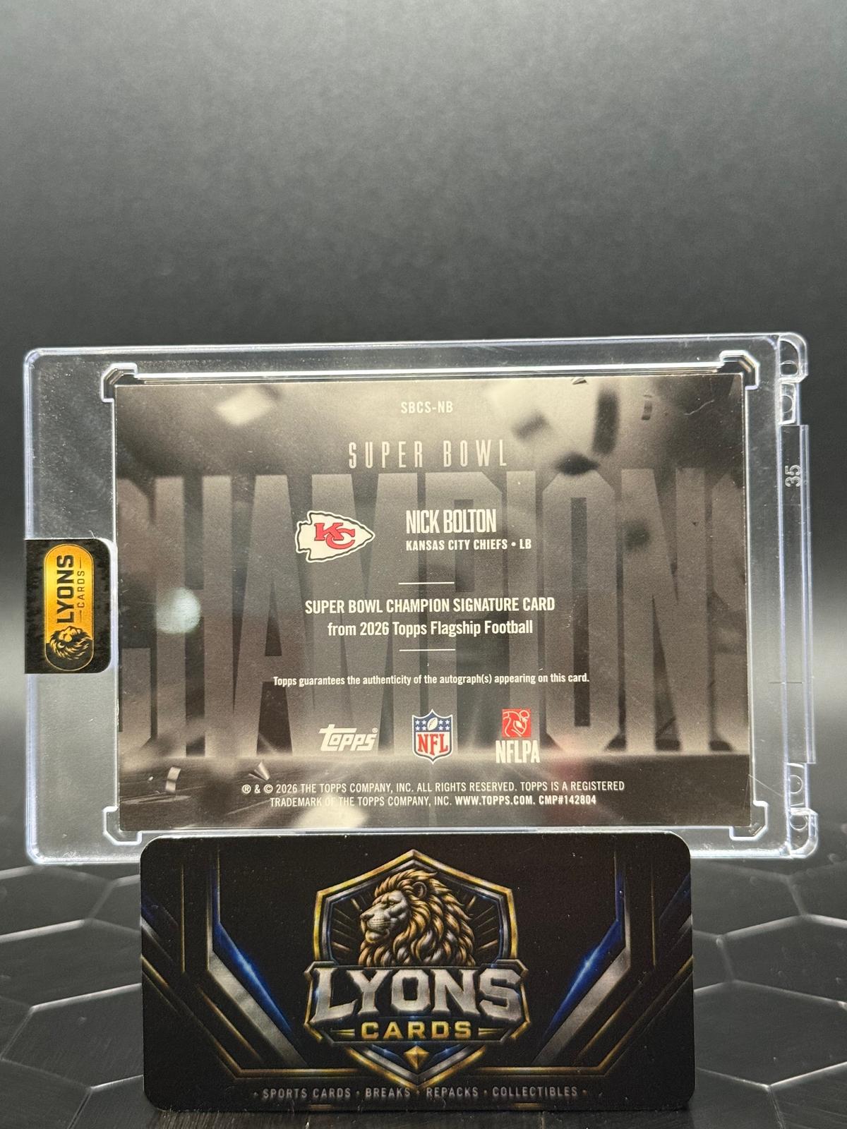 2026 Topps Flagship Nick Bolton #SBCS-NB Super Bowl Champion Signatures Auto