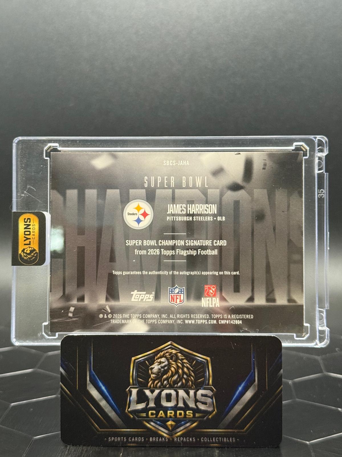 2026 Topps Flagship James Harrison #SBCS-JAHA Super Bowl Champion Signatures