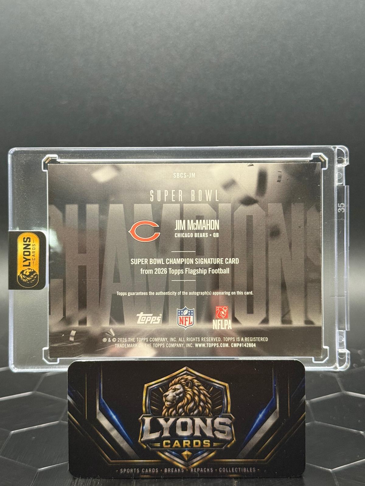 2026 Topps Flagship Jim McMahon #SBCS-JM Super Bowl Champion Signatures Auto