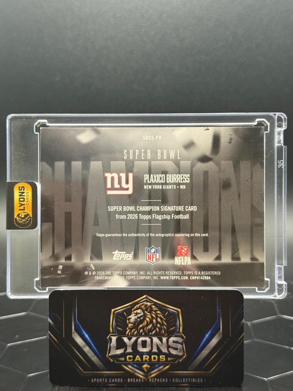 2026 Topps Flagship Plaxico Burress #SBCS-PB Super Bowl Champion Signatures Auto