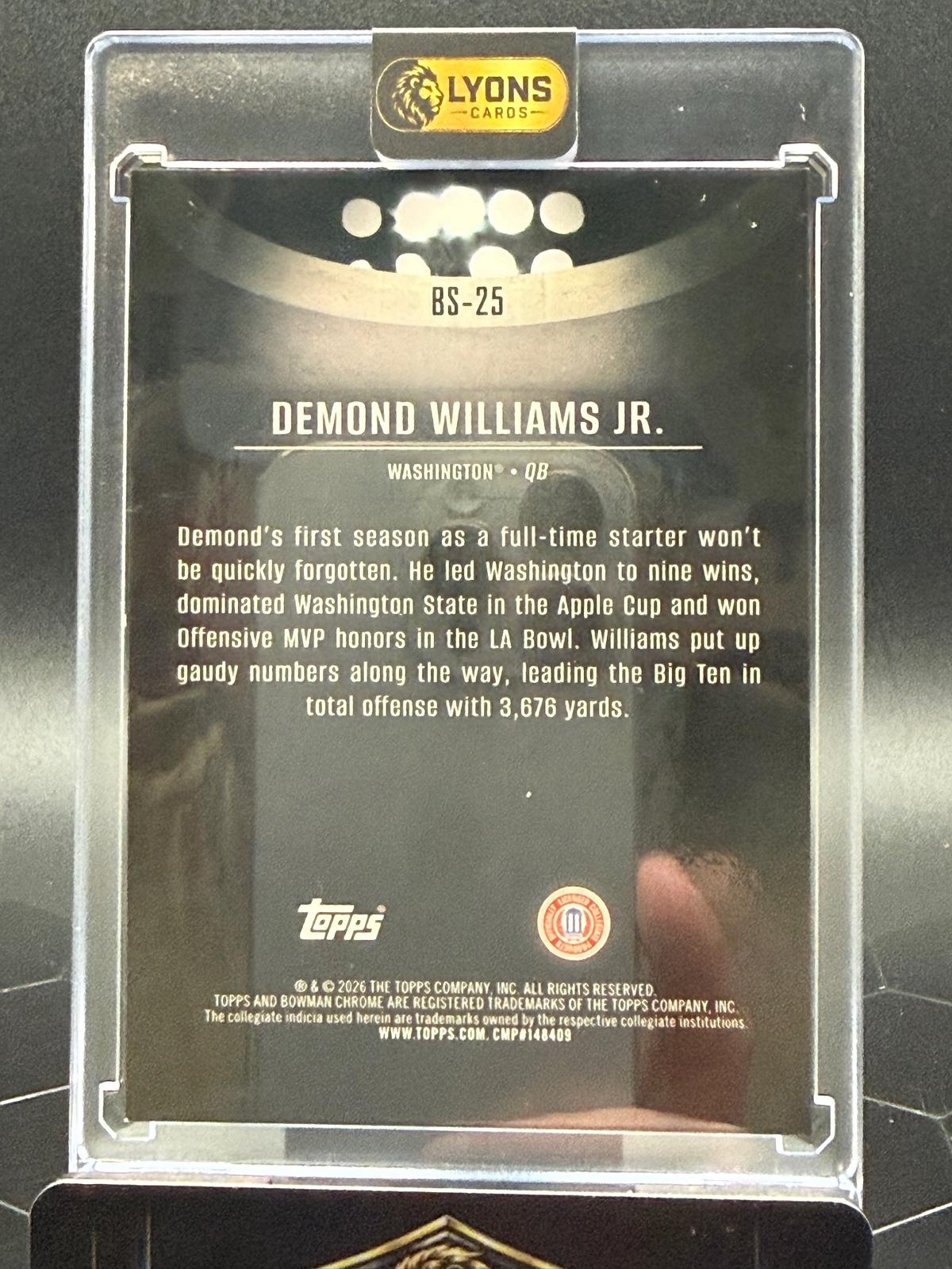 2026 Bowman Chrome Demond Williams Jr. #BS-25 Spotlights NIL SSP
