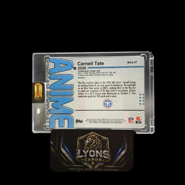 2026 Bowman Football Carnell Tate RC Anime NFL SSP #NFLA-CT Titans