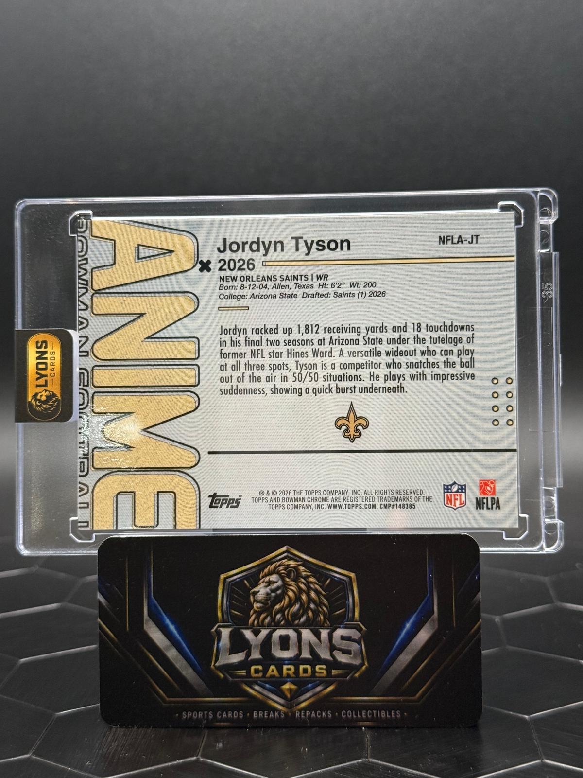 2026 Bowman Football Jordyn Tyson #NFLA-JT Anime SSP RC