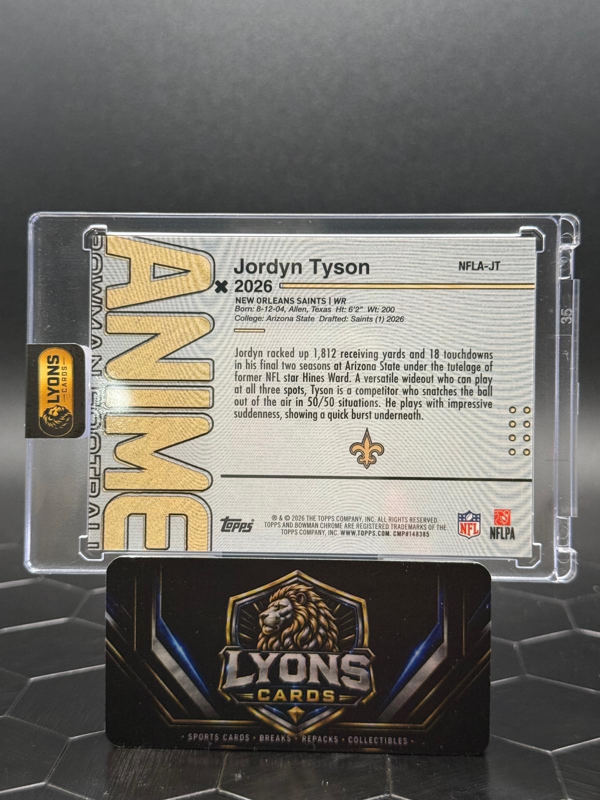 2026 Bowman Football Jordyn Tyson #NFLA-JT Anime SSP RC
