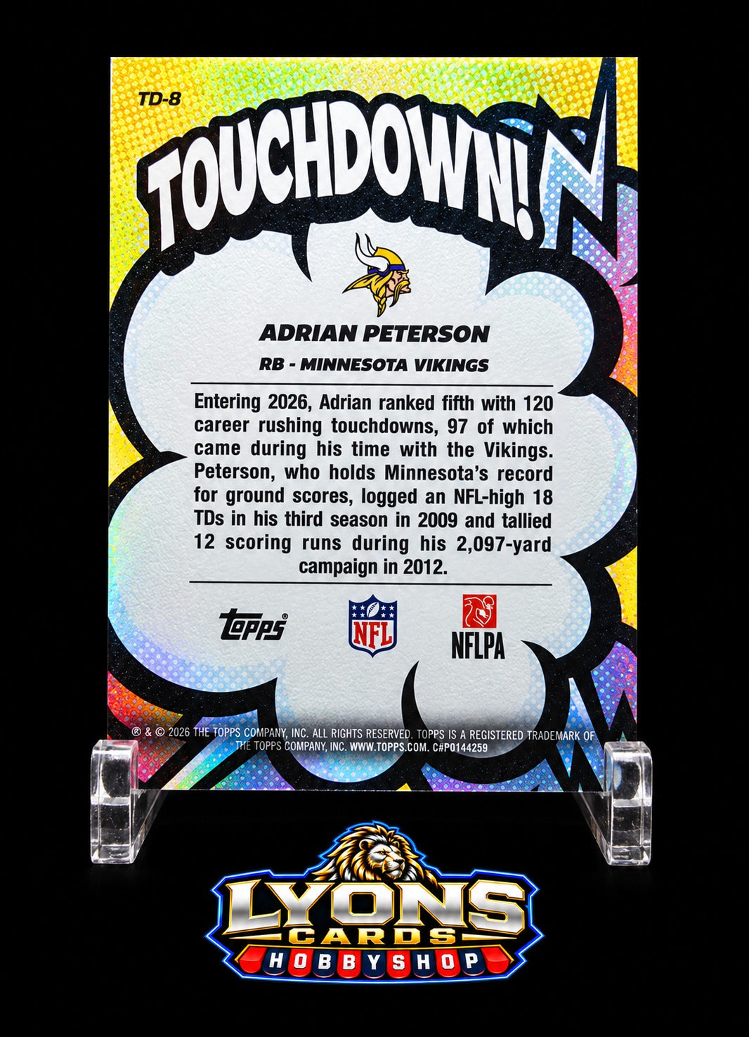 2026 Topps Flagship #TD-8 Adrian Peterson Suddenly Touchdown