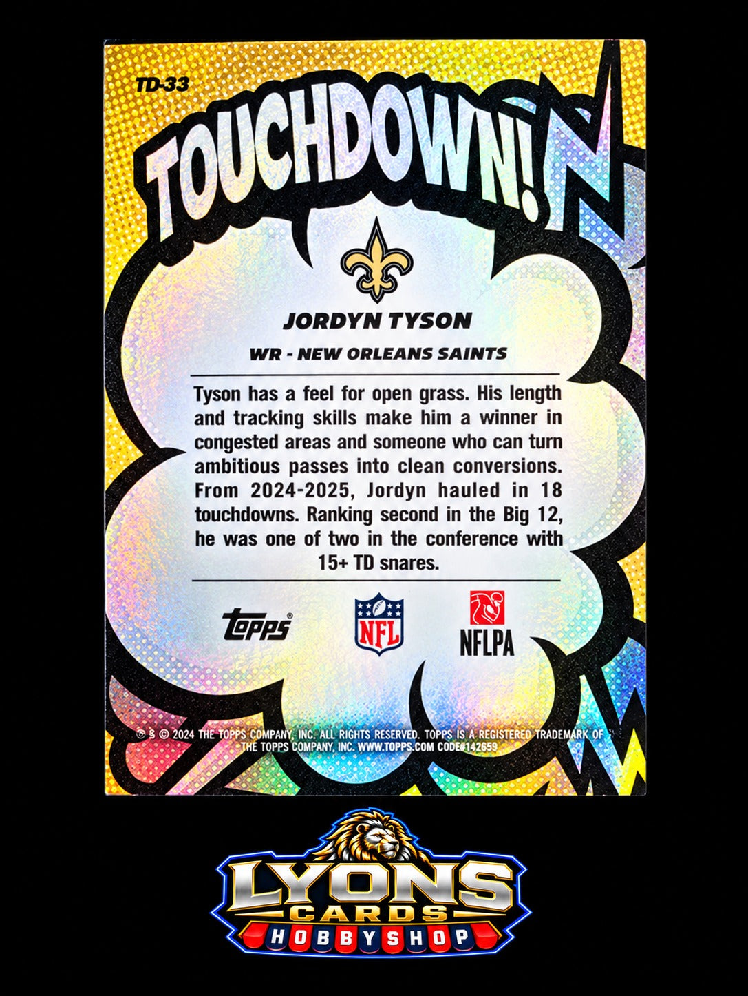 2026 Topps Flagship #TD-33 Jordyn Tyson Suddenly Touchdown