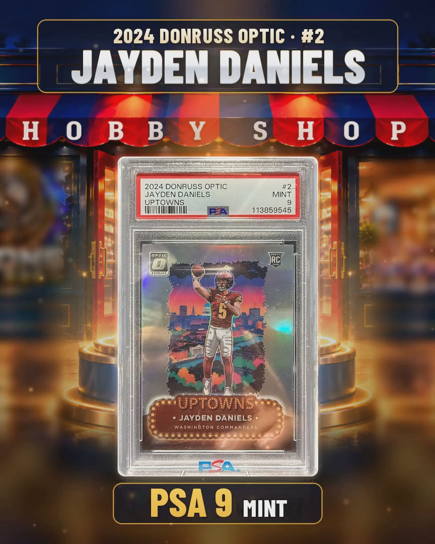 104 - Jayden Daniels - 2024 DONRUSS OPTIC Uptowns - PSA 9 MINT (4x5 video)
