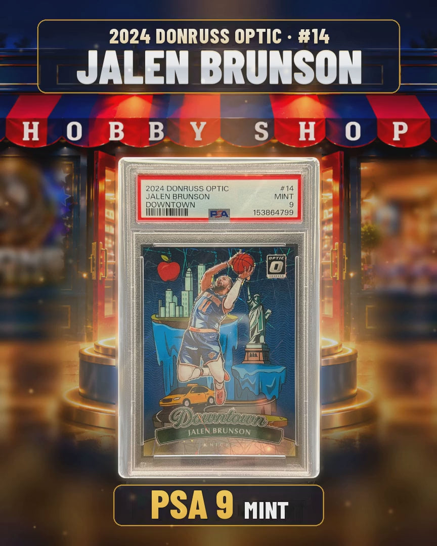 219 - Jalen Brunson - 2024 DONRUSS OPTIC Downtown - PSA 9 MINT (4x5 video)