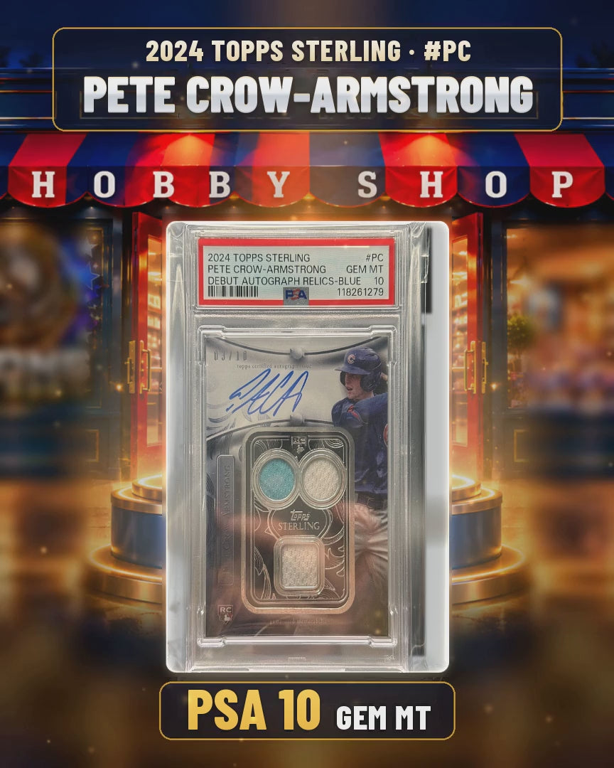 226 - Pete Crow-Armstrong - 2024 TOPPS STERLING Debut Auto Relics Blue - PSA 10 GEM MT (4x5 video)
