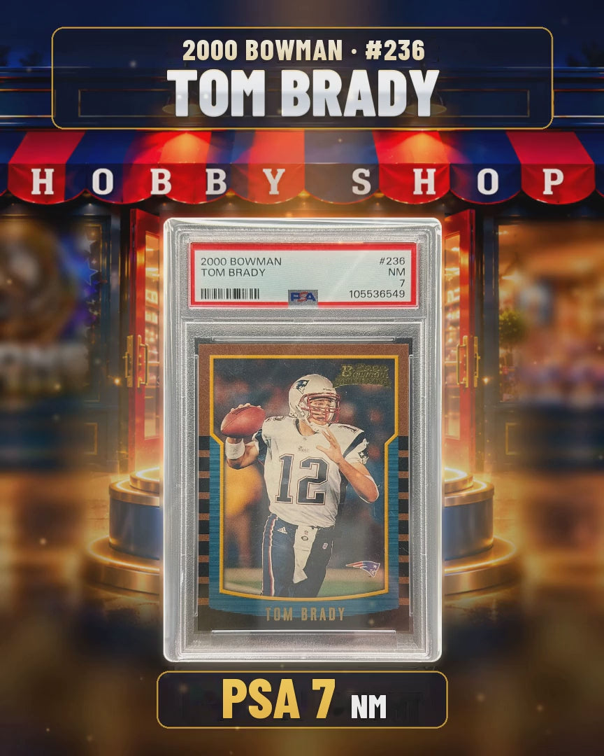 220 - Tom Brady - 2000 BOWMAN Rookie Card - PSA 7 NM (4x5 video)