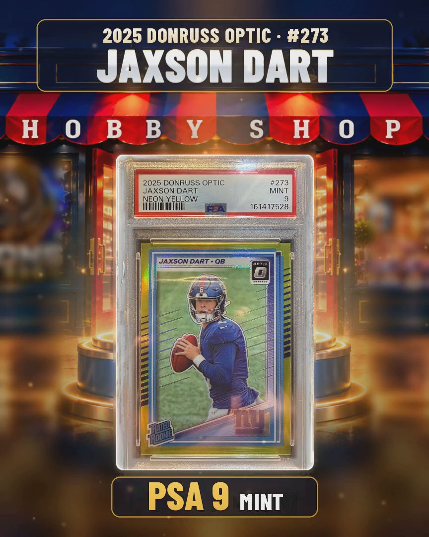 231 - Jaxson Dart - 2025 DONRUSS OPTIC Neon Yellow - PSA 9 MINT (4x5 video)