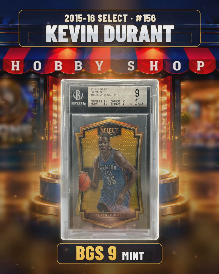 281 - Kevin Durant - 2015-16 SELECT Prizm Gold - BGS 9 MINT (4x5 video)