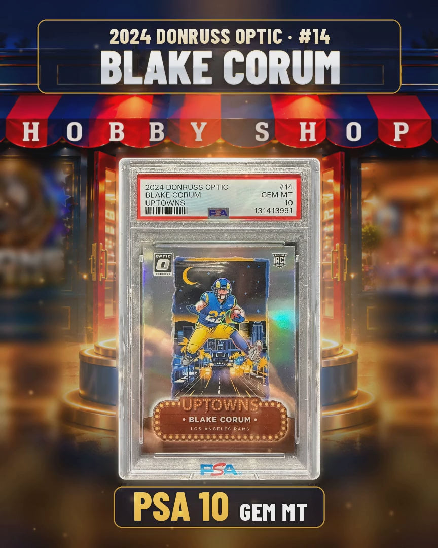 119 - Blake Corum - 2024 DONRUSS OPTIC Uptowns - PSA 10 GEM MT (4x5 video)