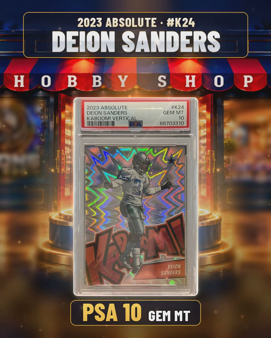 87 - Deion Sanders - 2023 ABSOLUTE Kaboom! Vertical - PSA 10 GEM MT (4x5 video)