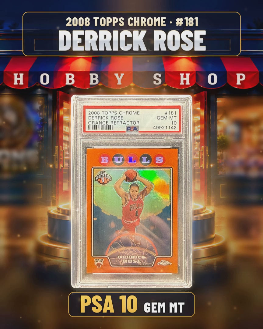 230 - Derrick Rose - 2008 TOPPS CHROME Orange Refractor - PSA 10 GEM MT (4x5 video)