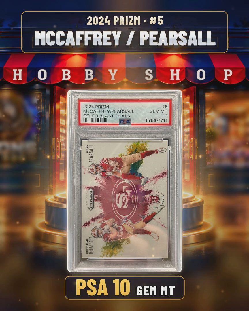 243 - McCaffrey & Pearsall - 2024 PRIZM Color Blast Duals - PSA 10 GEM MT (4x5 video)