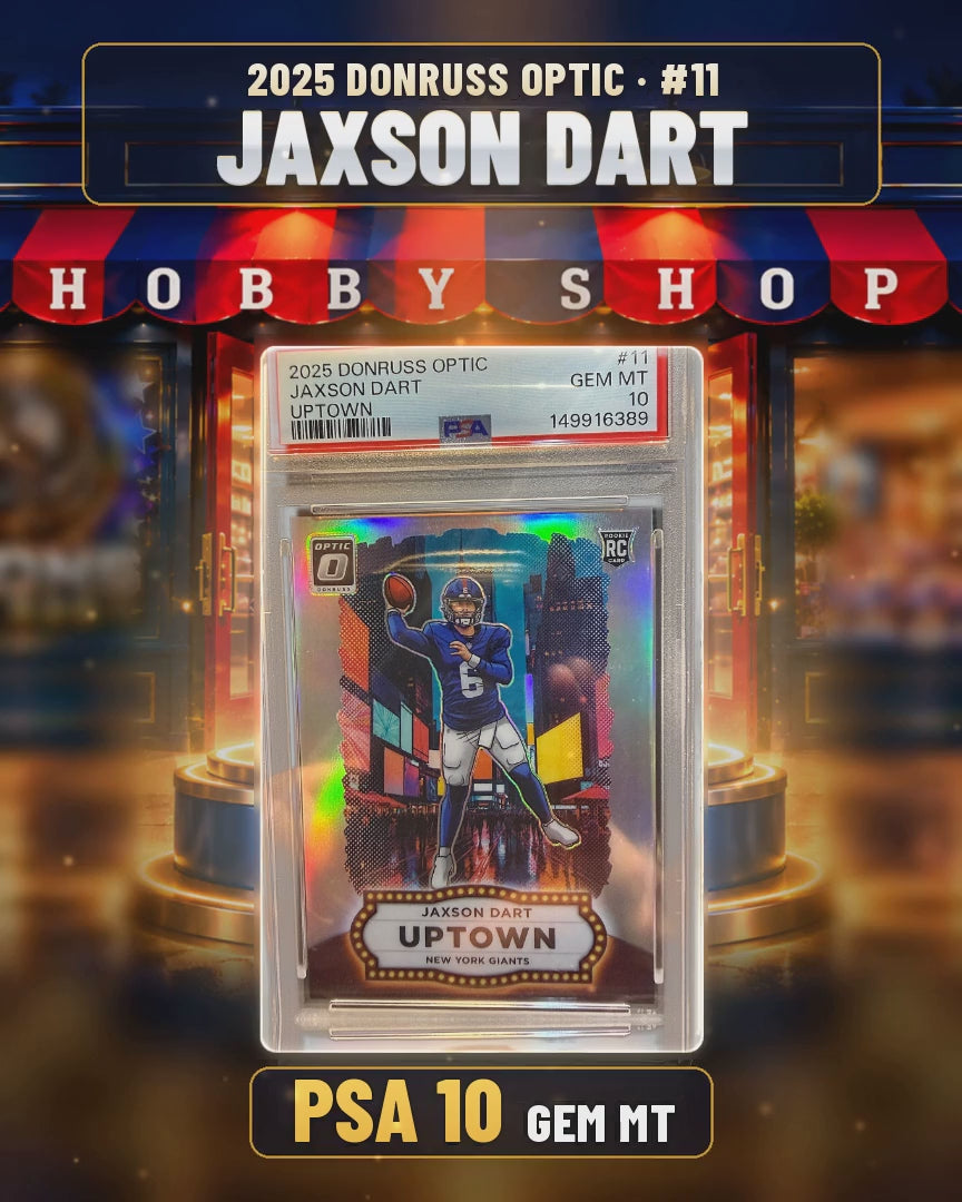 241 - Jaxson Dart - 2025 DONRUSS OPTIC Uptown - PSA 10 GEM MT (4x5 video)