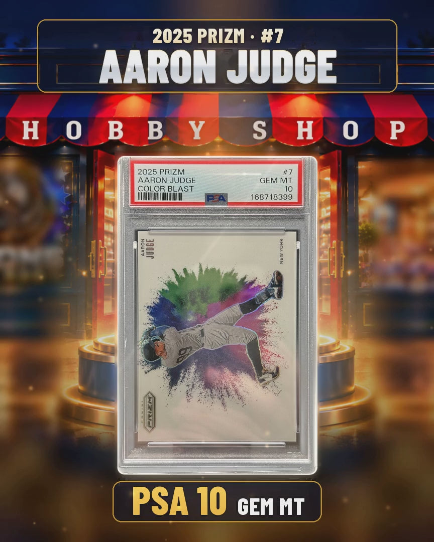 225 - Aaron Judge - 2025 PRIZM Color Blast - PSA 10 GEM MT (4x5 video)